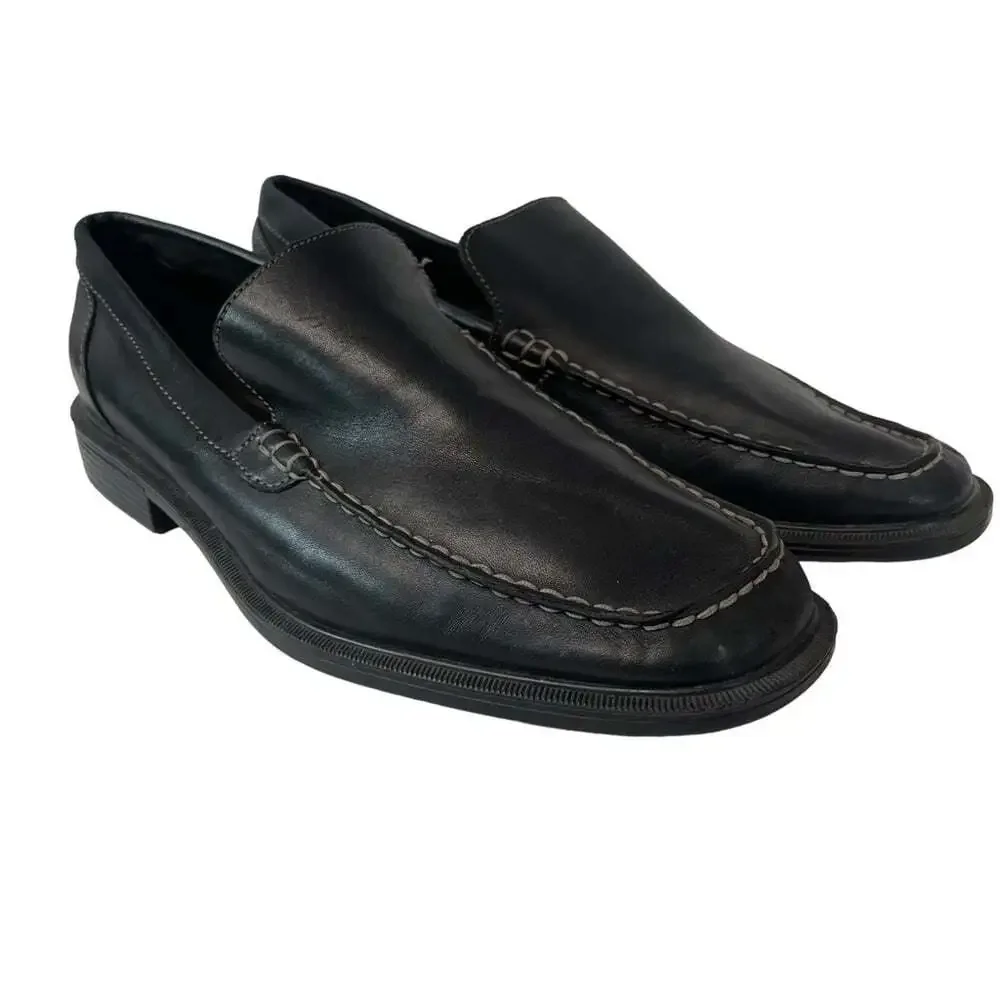 Rockport Mens Black Kinetic Air Circulator Loafers Size 9.5 Slide On Leather